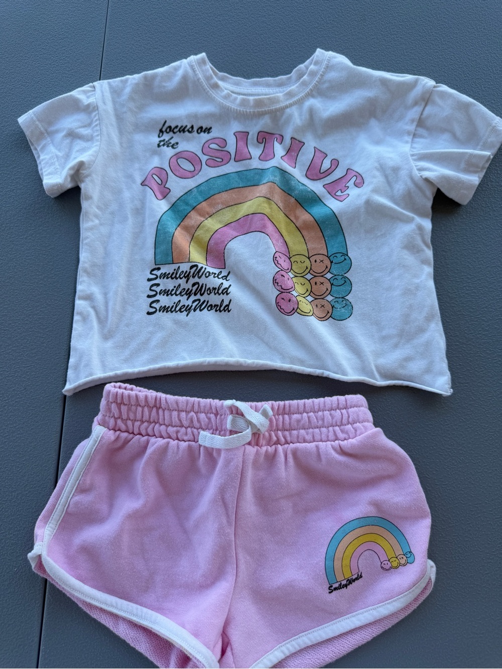 SmileyWorld Focus On The Positive Pink Girls' Shorts Set